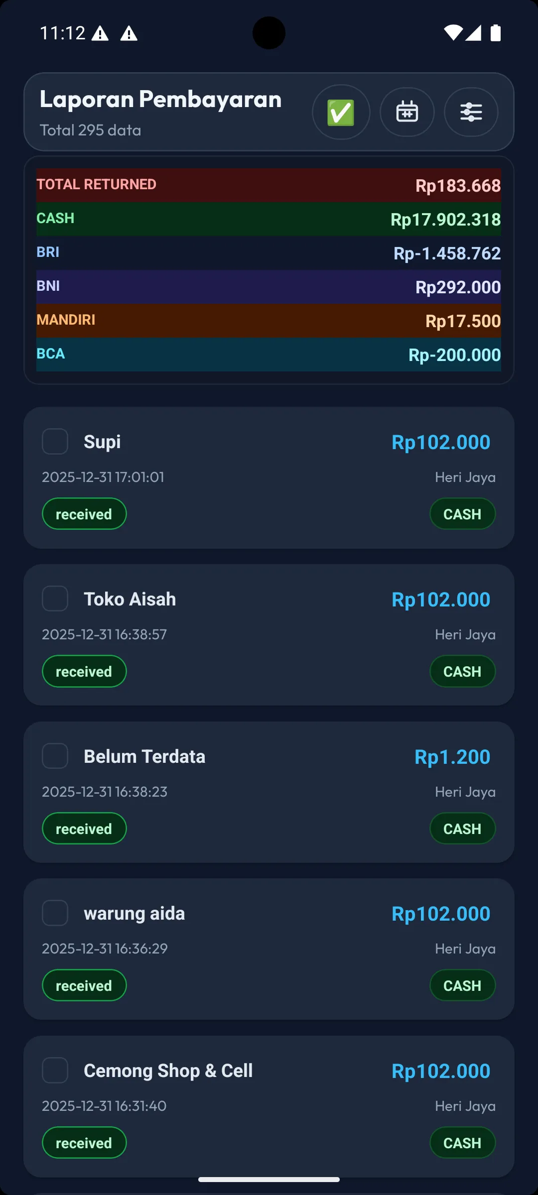 1 pembayaran dark