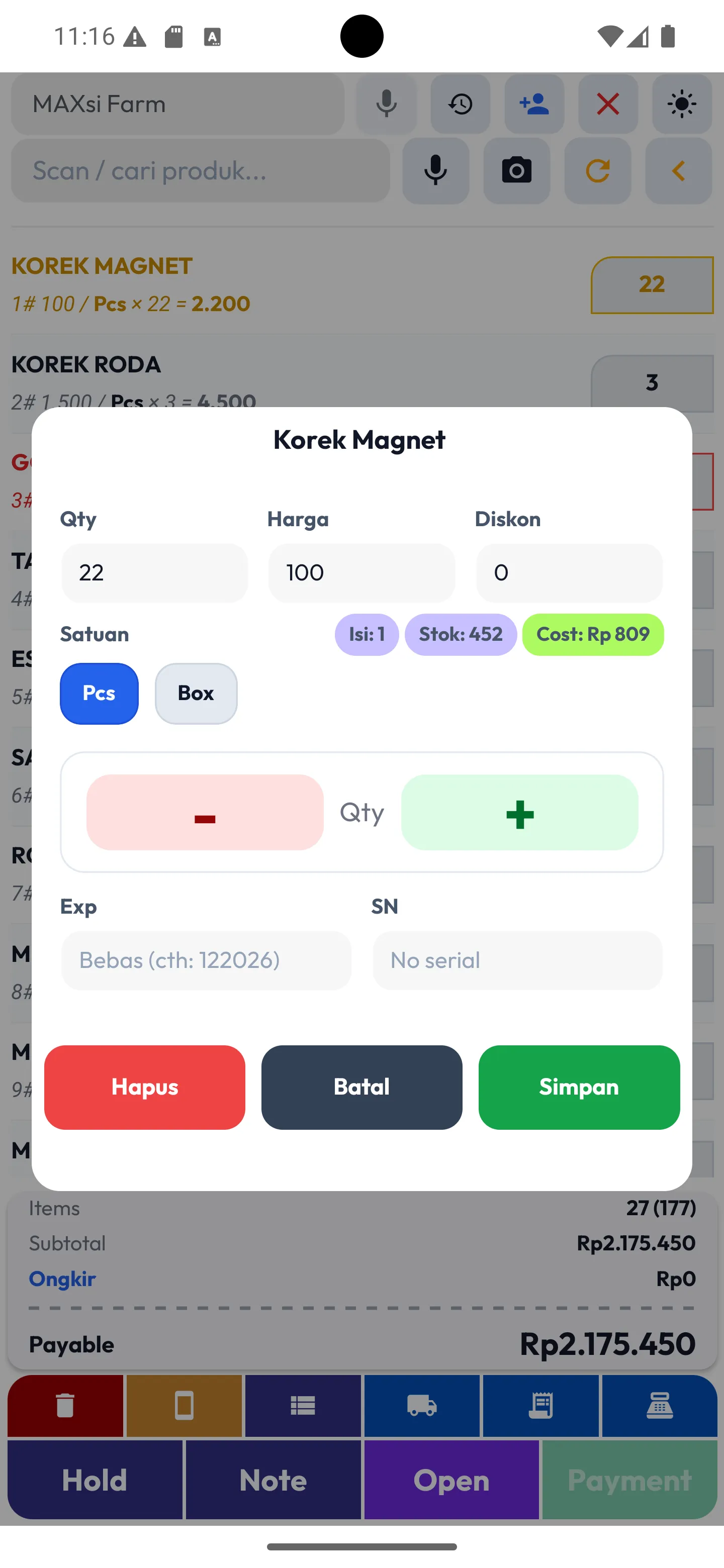 4 pos edit item light