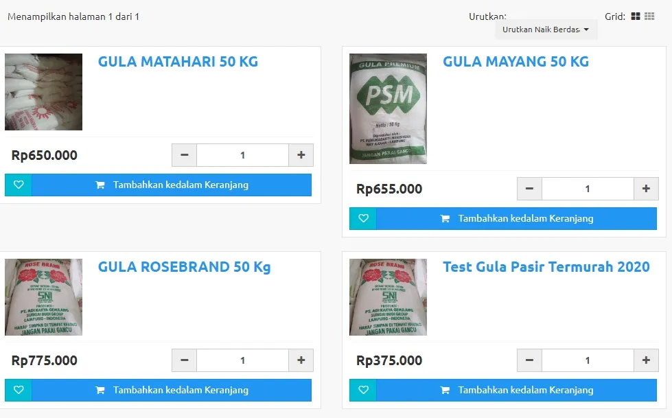 Harga Gula Pasir Hari Ini Per Kg