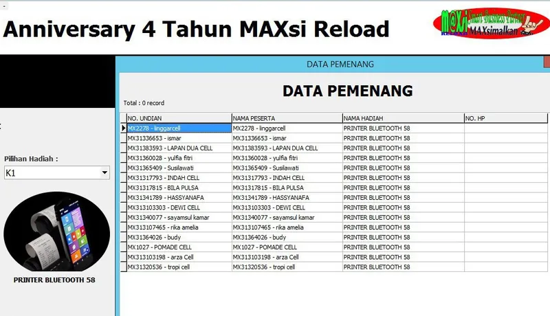 Pemenang Program Poin 2018 Agen TRXKU MAXsi Reload