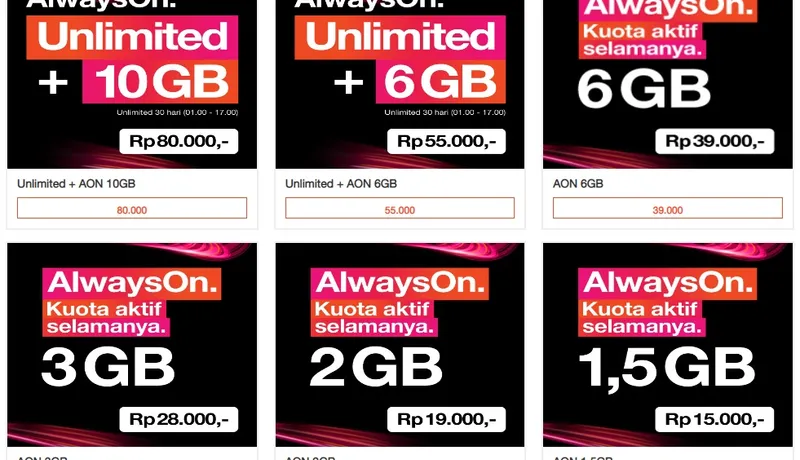 Produk Baru Paket Internet Tri Kuota AON+Unlimited