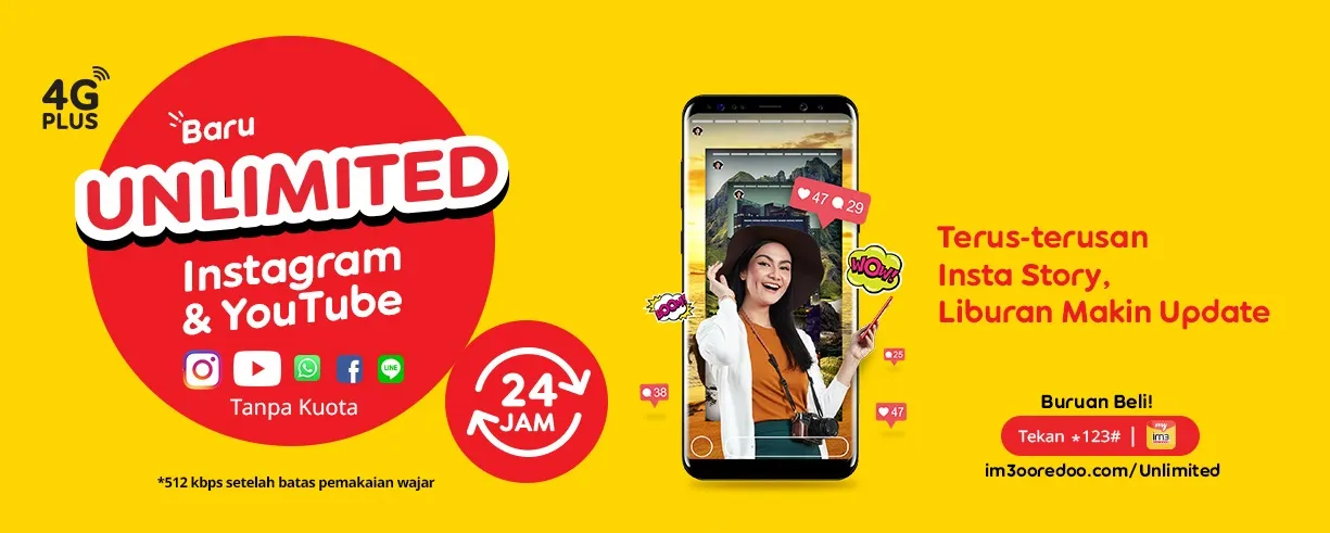 Paket internet unlimited instagram youtube