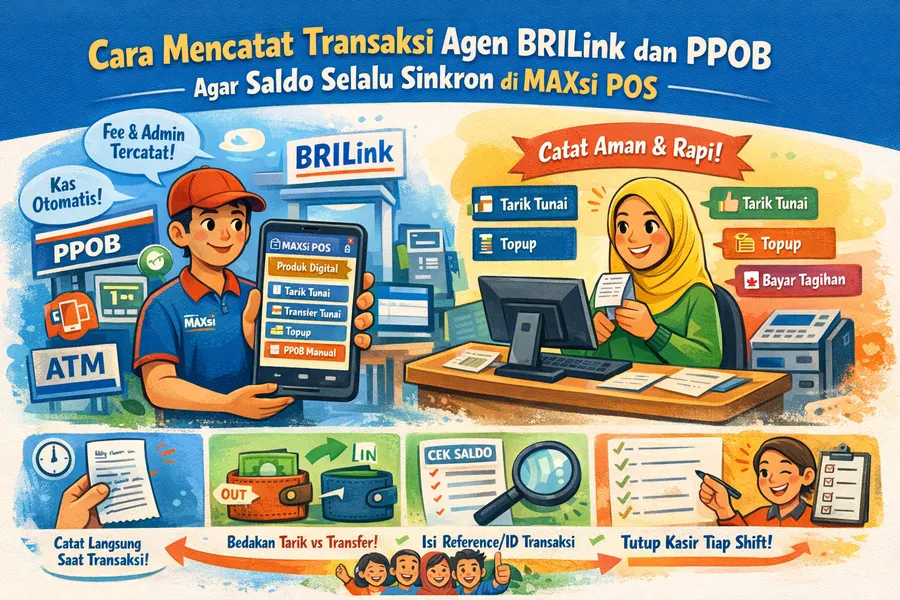 Cara Mencatat Transaksi Agen BRILink dan PPOB agar Saldo Selalu Sinkron di MAXsi POS