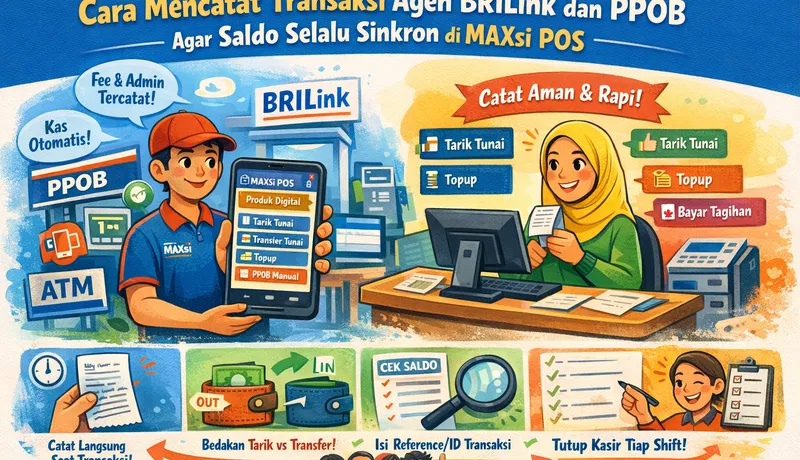 Cara Mencatat Transaksi Agen BRILink dan PPOB agar Saldo Selalu Sinkron di MAXsi POS
