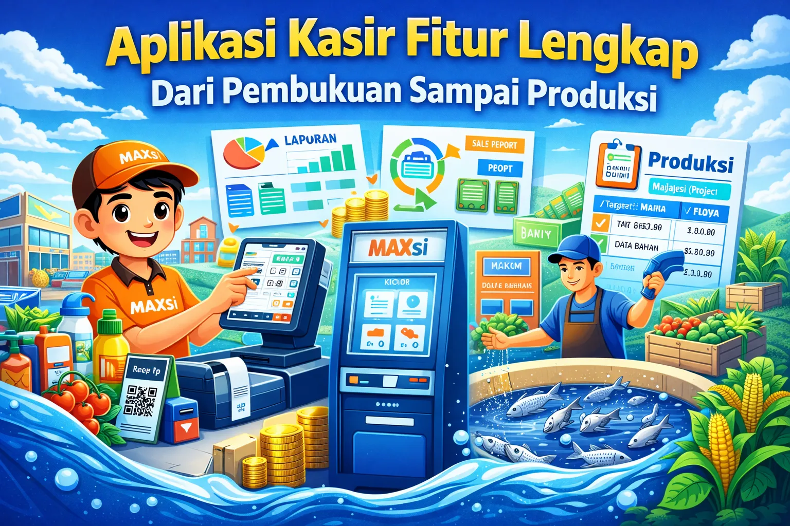 Aplikasi kasir kafe dan resto dengan fitur Kios-K dan Produksi - MAXsi POS