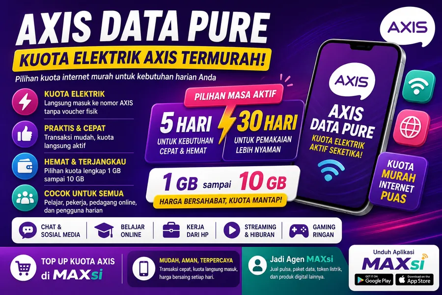 AXIS Data Pure: Kuota Elektrik AXIS Termurah 5 Hari dan 30 Hari