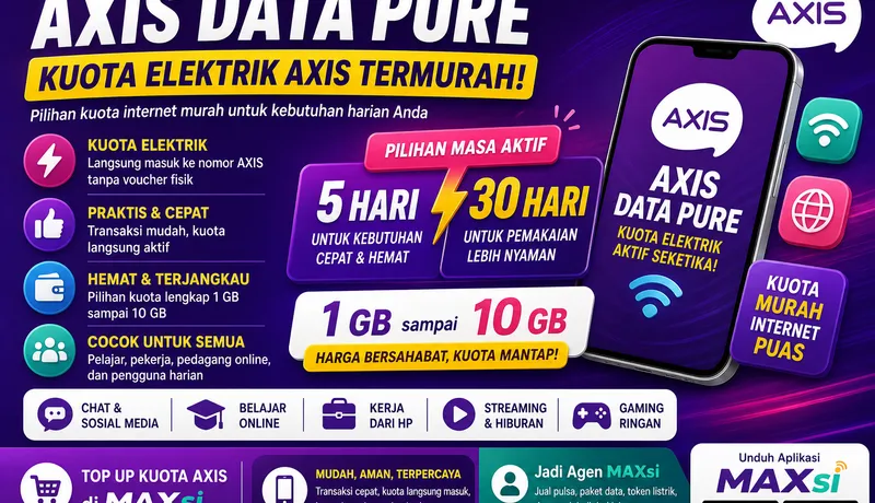 AXIS Data Pure: Kuota Elektrik AXIS Termurah 5 Hari dan 30 Hari