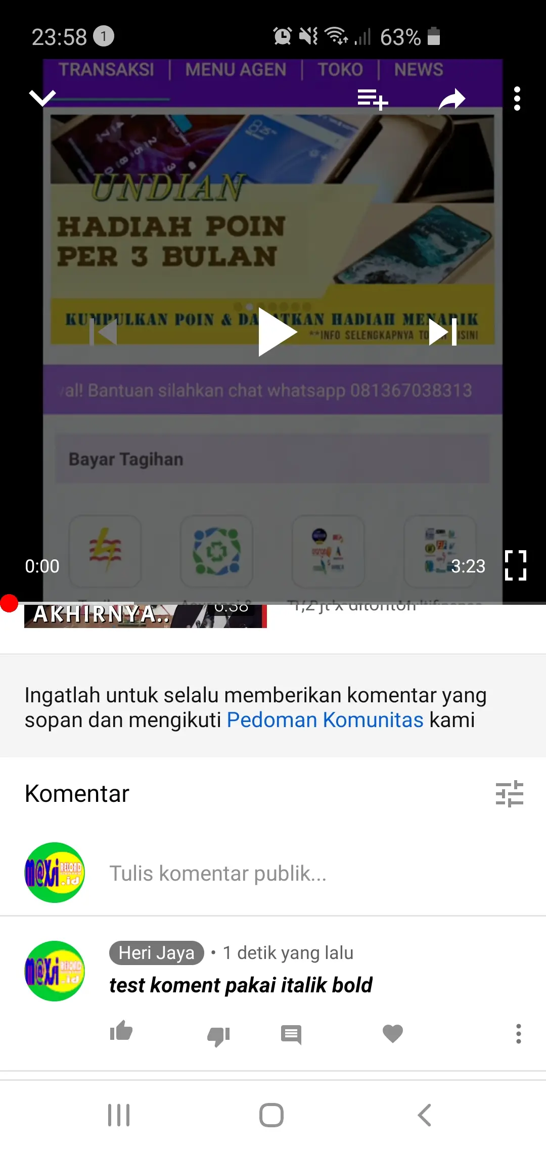 cara-komentar-youtube-pakai-huruf-tebal-miring