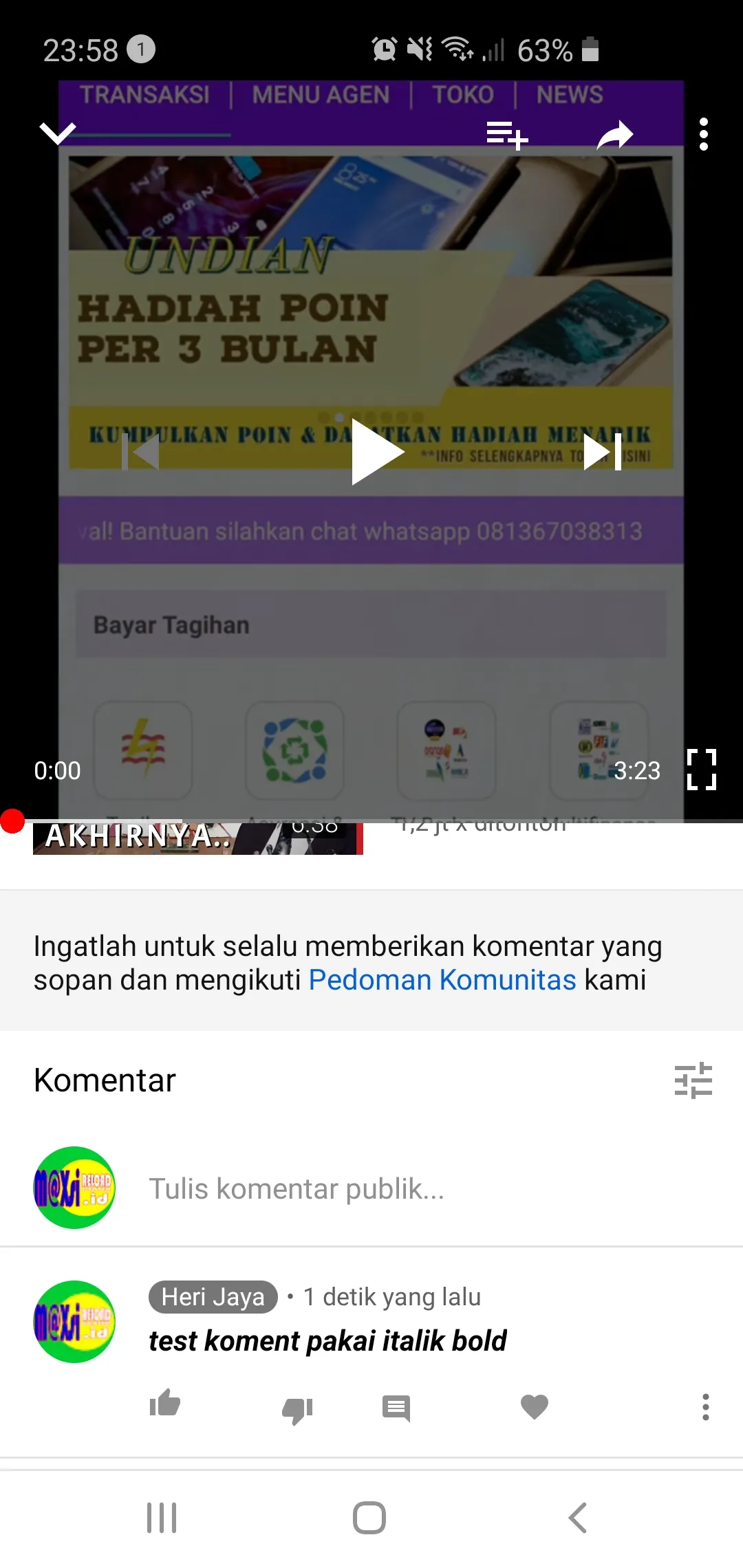 cara-komentar-youtube-pakai-huruf-tebal-miring
