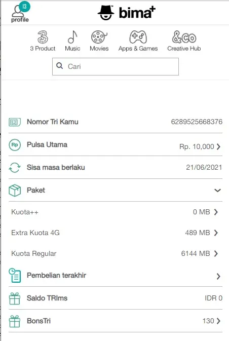 info kuota tri
