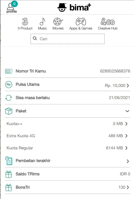 info kuota tri