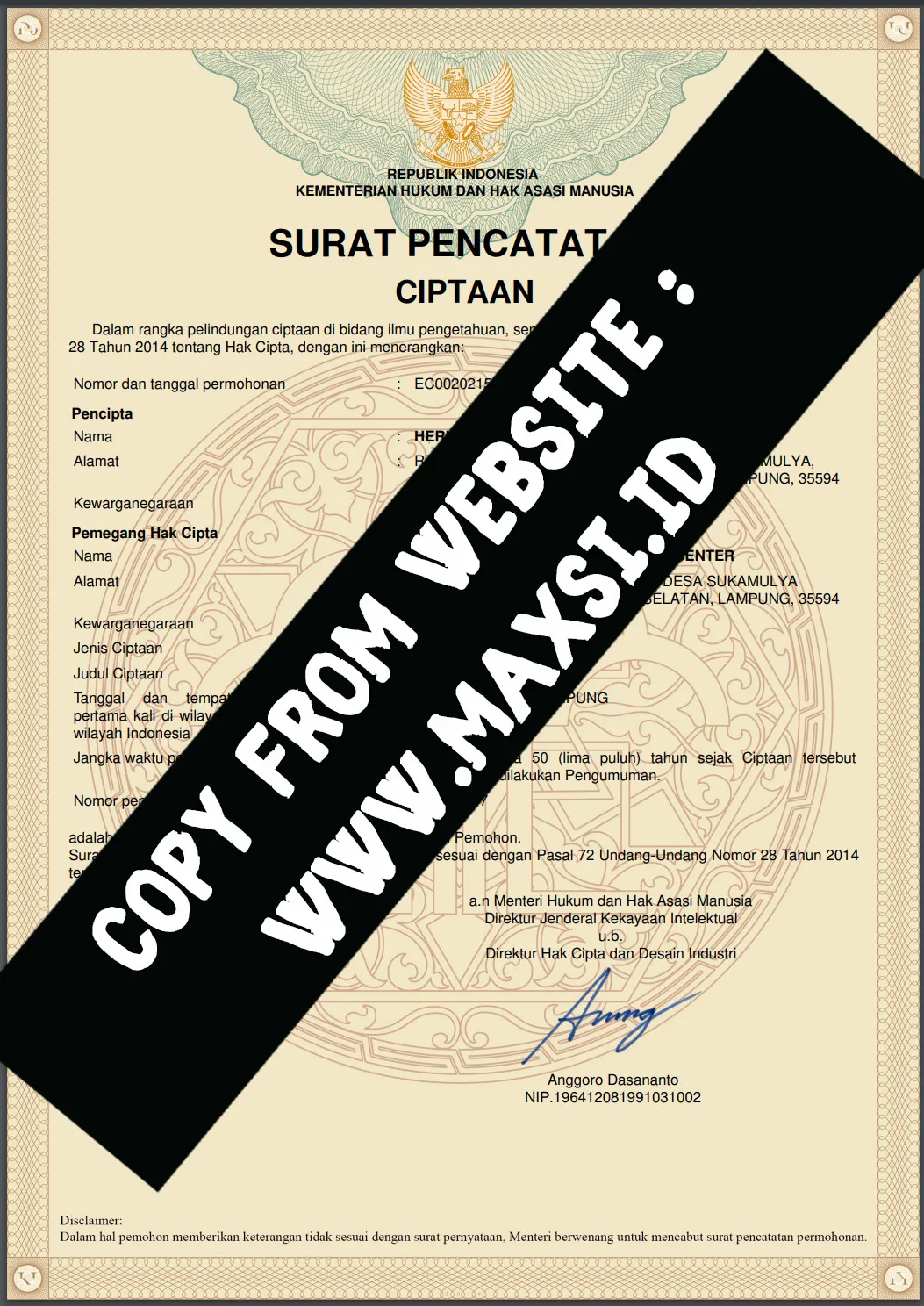 hak cipta maxsi-copy