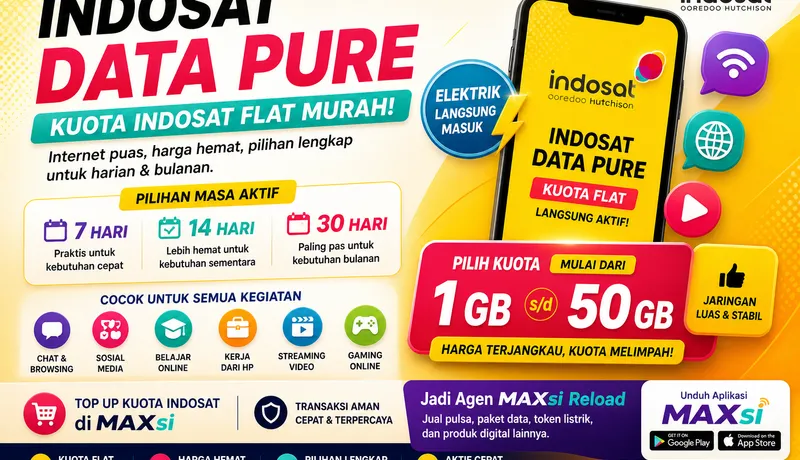 Indosat Data Pure: Kuota Indosat Flat Murah 7, 14, dan 30 Hari
