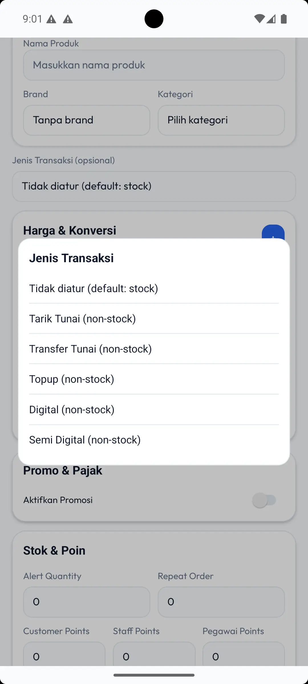 Guide to product transaction types in MAXsi POS