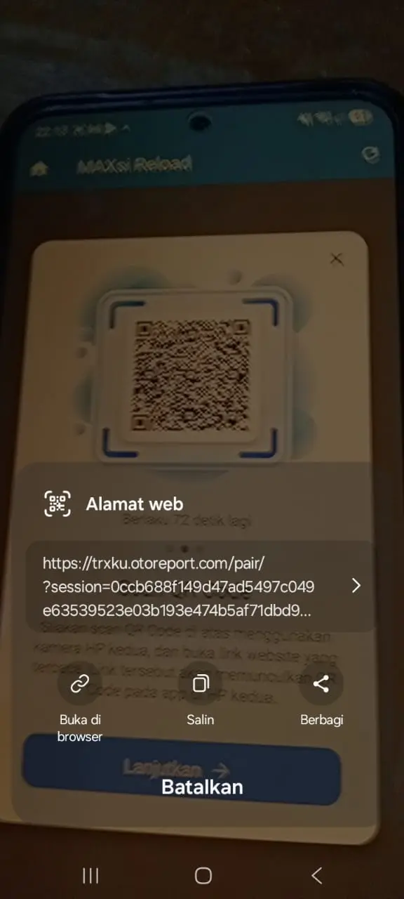 Buka alamat web dari hasil pemindaian QR Code