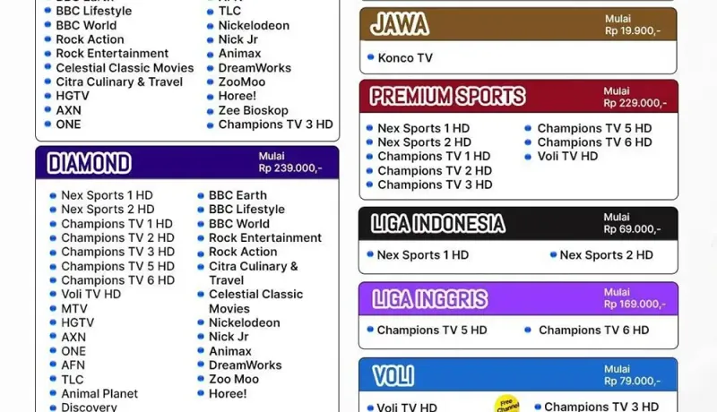 Pilihan Paket dan Channel Nex Parabola TV Terbaru Update 2024