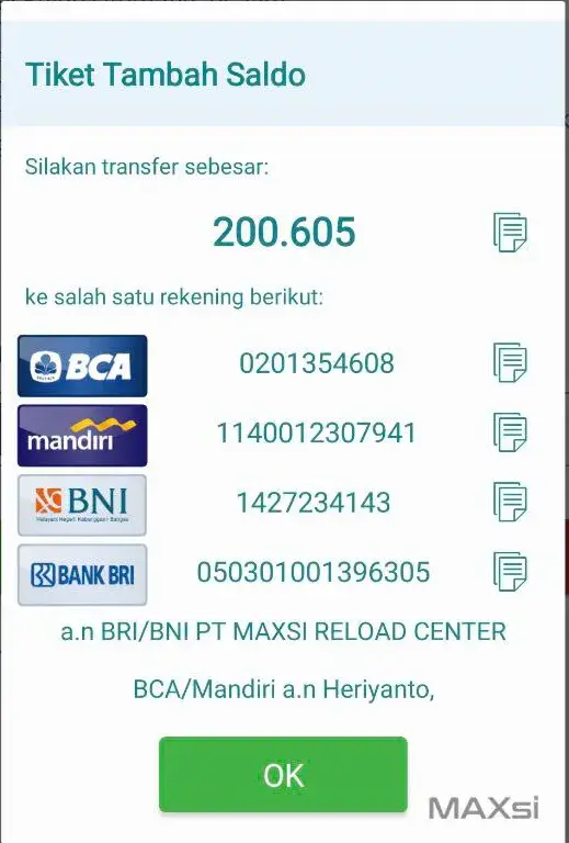 Panduan Tambah atau Isi Saldo Akun MAXsi Reload
