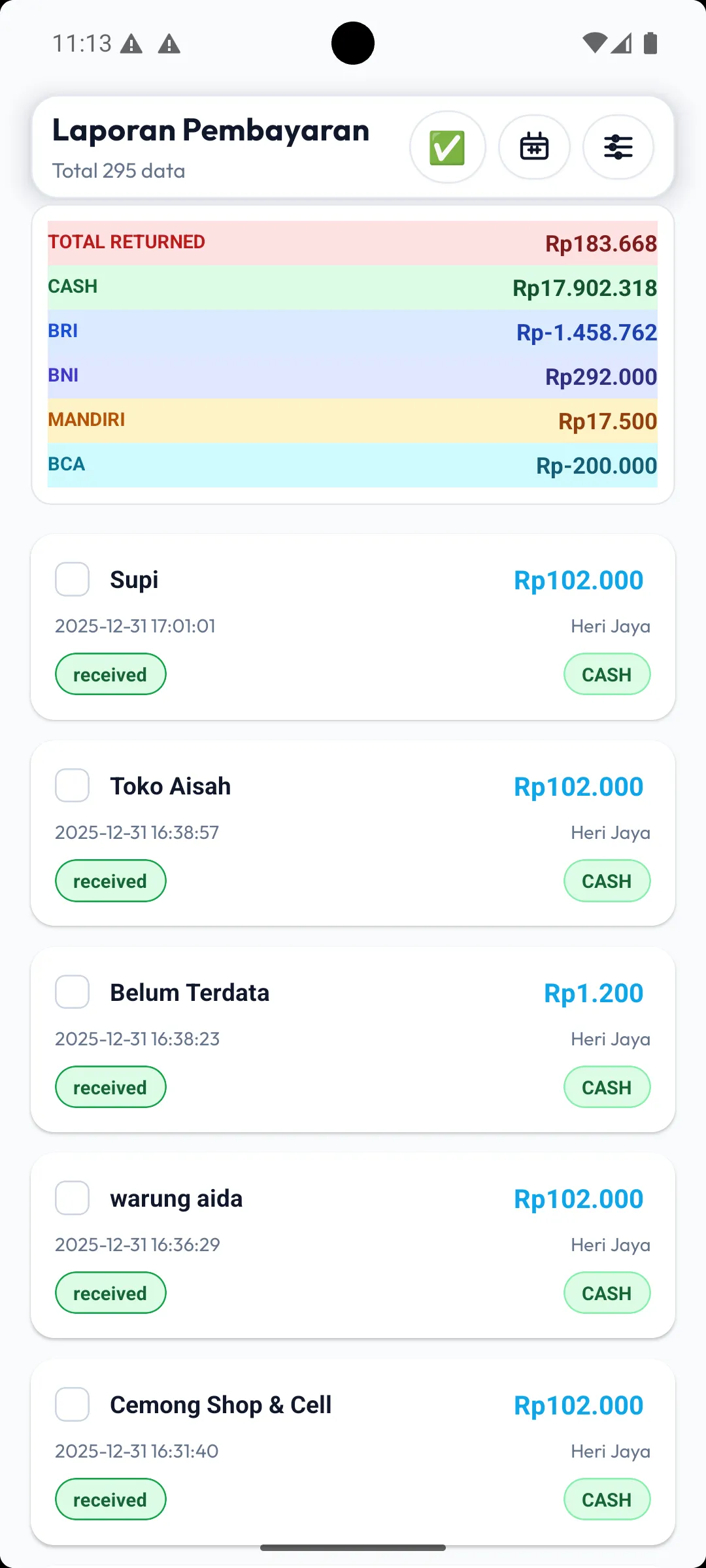 pembayaran light