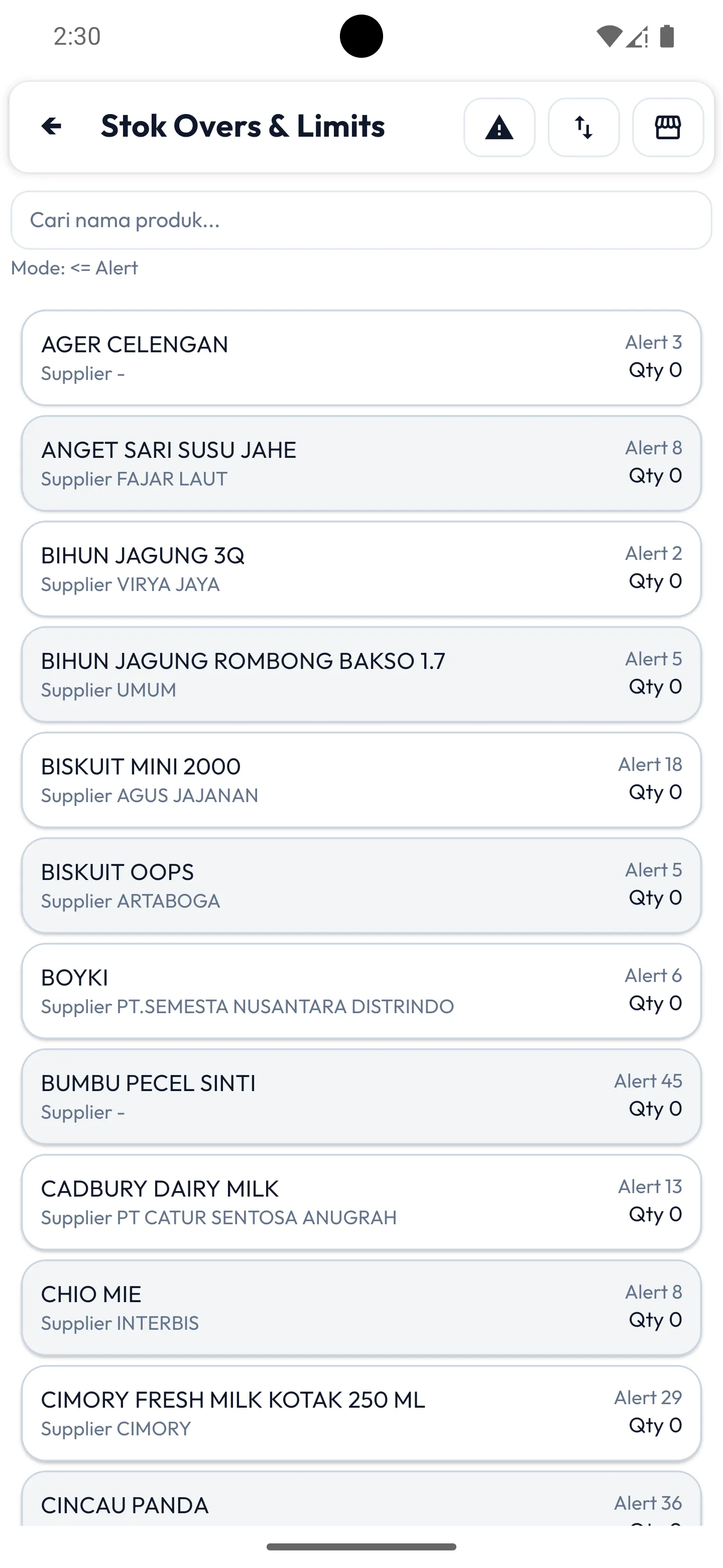 sistem limit stok produk aplikasi kasir toko sembako maxsi pos terbaik