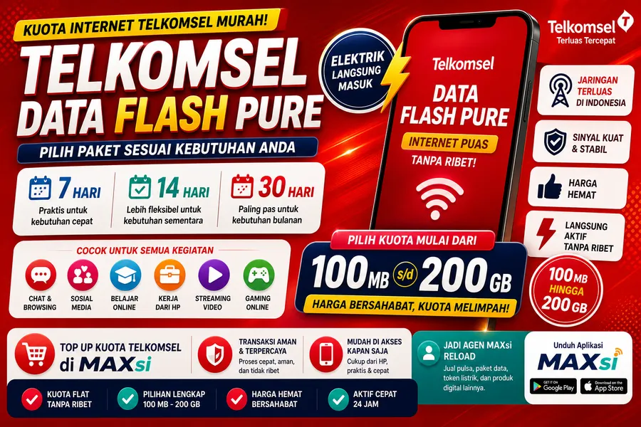 Telkomsel Data Flash Pure: Kuota Internet Telkomsel Murah 7 dan 30 Hari