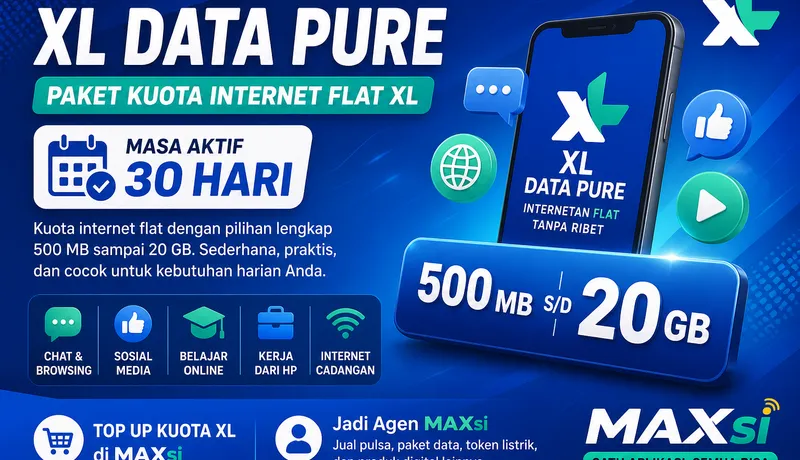 XL Data Pure: Paket Kuota Internet Flat XL 30 Hari